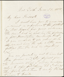 Samuel Stillman Osgood, New York, autograph letter signed to R. W. Griswold, 30 June 1855