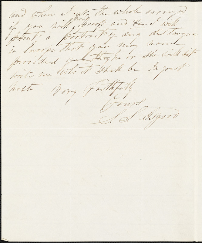 Samuel Stillman Osgood, New York, autograph letter signed to R. W. Griswold, 30 June 1855