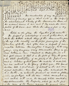 John Louis O'Sullivan, New York, autograph letter signed to R. W. Griswold, 8 September 1842