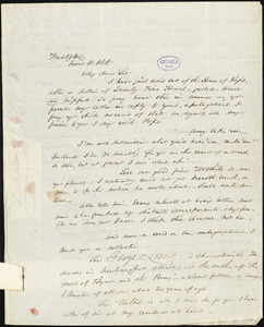 [James F. Otis], Washington, DC., autograph letter, 11 June 1836