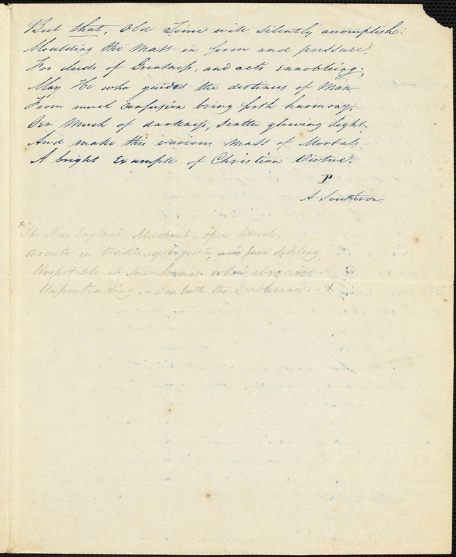 A. P. Southron (pseudonym) manuscript poem: "To New York."