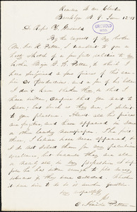 E. Fluide Patten (?), Brooklyn, NY., autograph letter signed to R. W. Griswold, 12 June 1855