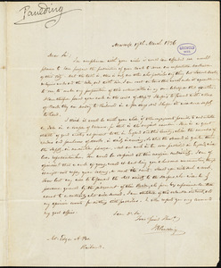 James Kirke Paulding, New York, autograph letter signed to Edgar Allan Poe, 17 March 1836