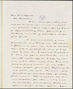 Charles Jacobs Peterson, Philadelphia, PA., autograph letter signed to Frances Sargent (Locke) Osgood, 10 April 1844