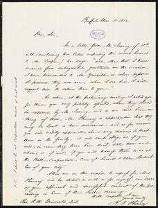 H. F. Phinney, Buffalo, NY., autograph letter signed to R. W. Griswold, 11 March 1852