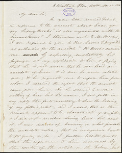 Octavius Pickering, Boston, MA., autograph letter signed to R. W. Griswold, 22 March 1850