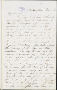 Edgar Allan Poe, Philadelphia, PA., letter signed to John P. Kennedy, June 1841