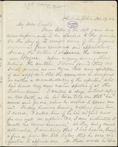 Edgar Allan Poe, Philadelphia, PA., letter signed to Frederick W. Thomas, 19 November 1842