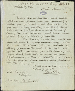 Edgar Allan Poe, New York, letter signed to Samuel D. Craig, 24 October 1844
