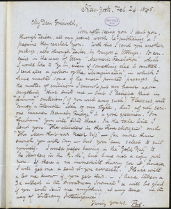 Edgar Allan Poe, New York, autograph letter signed to R. W. Griswold, 24 February 1845
