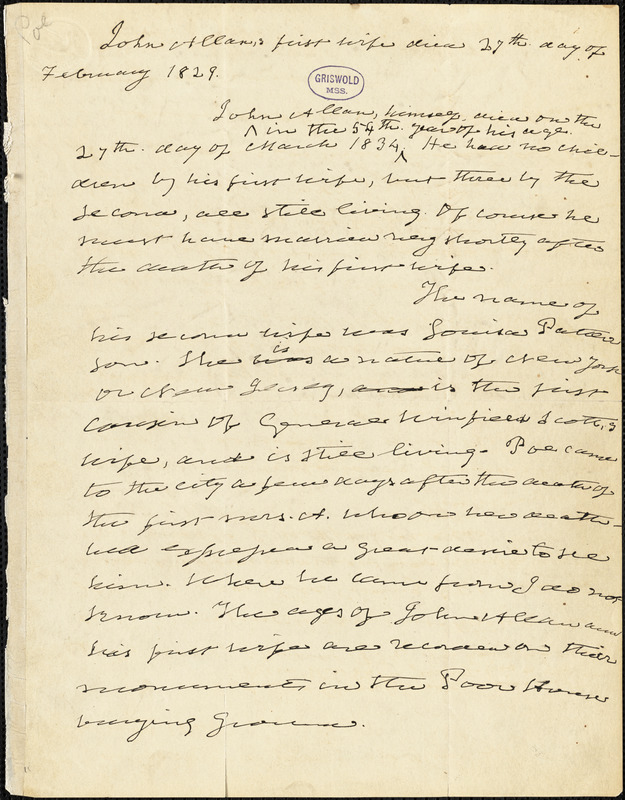 Edgar Allan Poe document
