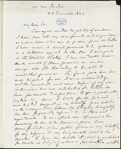Guillaume Tell Poussin, [112 rue Bicher?], autograph letter signed, 25 December 1847