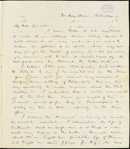 Henry Jarvis Raymond, 30 Ann St. (New York), autograph letter signed to R. W. Griswold
