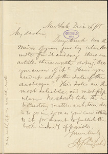 Justus Starr Redfield, [New York?]., to R. W. Griswold, 26 December 1855