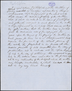 Justus Starr Redfield manuscript document, [1854?]