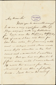 John Richardson, 254 4th Ave. (New York), autograph letter signed, [1851?]