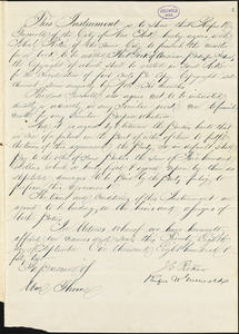 John C. Riker, New York, document signed, 28 September 1843
