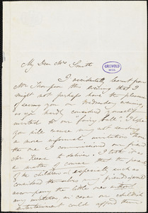 Mrs. Anna Cora (Ogden) Mowatt Ritchie, Friday evening, autograph letter signed to Mrs. Smith