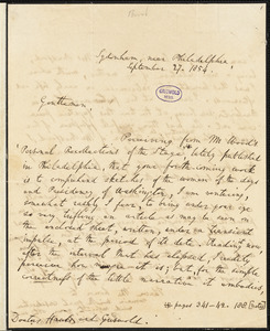 Richard Rush, Sydenham, near Philadelphia, PA., to Dr. [Francis Lester] Hawkes and R. W. Griswold, 27 September 1854
