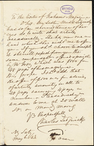 Charles Sedgwick, New York, autograph letter signed to Editor of Graham's Magazine, 6 May 1843