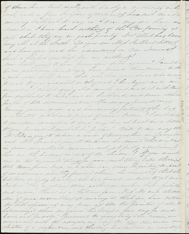 Mary L. (Mumford) Seward, New York, autograph letter signed to Frances Sargent (Locke) Osgood, 23 November 1846