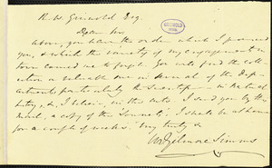 William Gilmore Simms, Midway, (SC), autograph letter signed to R. W. Griswold, 16 January 1846