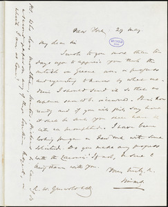 William Gilmore Simms, New York, autograph letter signed to R. W. Griswold, 29 May