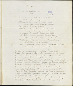 Charles James Sprague manuscript poem, 16 February [1843?]: "Truth."