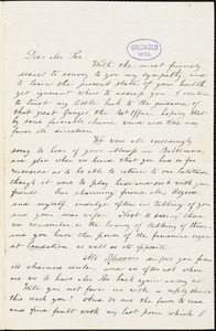 Mary Elizabeth (Moore) Hewitt Stebbins, Athenaeum Hotel (NY), autograph letter signed to Mrs. Frances Sargent (Locke) Osgood, 14 April 1846