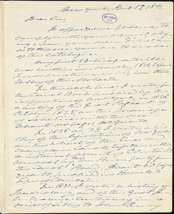 William Leete Stone, New York, autograph letter signed to R. W. Griswold, 19 April 1841
