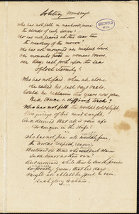 John Turner Sargent Sullivan manuscript poem, 18 May 1841: "Solitary Musings."