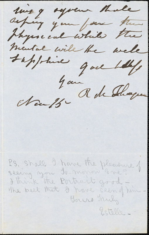 R. W. Thayer autograph letter signed, 15 November