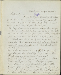 Frederick William Thomas, Washington, DC., autograph letter signed to Edgar Allan Poe, 24 August 1840
