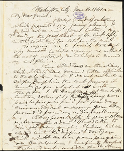 Frederick William Thomas, Washington, DC., autograph letter signed to Edgar Allan Poe, 14 June 1841