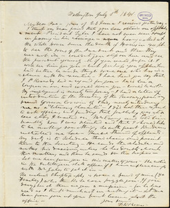 Frederick William Thomas, Washington, DC., autograph letter signed to Edgar Allan Poe, 1 July 1841