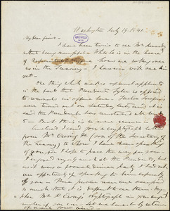 Frederick William Thomas, Washington, DC., autograph letter signed to Edgar Allan Poe, 19 July 1841