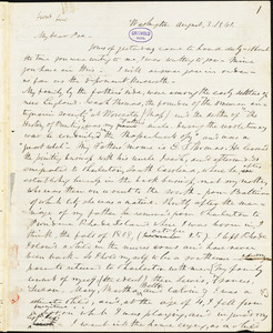 Frederick William Thomas, Washington, DC., autograph letter signed to Edgar Allan Poe, 3 August 1841