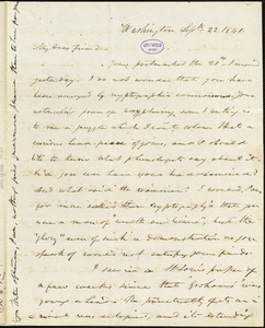 Frederick William Thomas, Washington, DC., autograph letter signed to Edgar Allan Poe, 22 September 1841