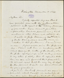 Frederick William Thomas, Washington, DC., autograph letter signed to R. W. Griswold, 15 December 1841