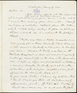 Frederick William Thomas, Washington, DC., autograph letter signed to R. W. Griswold, 17 January 1842