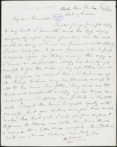 Nathaniel Beverley Tucker, New York, autograph letter signed to R. W. Griswold, 17 October 1842