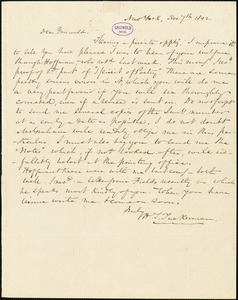 Nathaniel Beverley Tucker, New York, autograph letter signed to R. W. Griswold, 7 December 1842