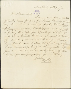 Nathaniel Beverley Tucker, New York, autograph letter signed to R. W. Griswold, 28 December 1842