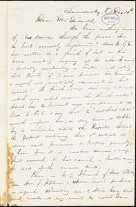 Orville James Victor, Sandusky, OH., autograph letter signed to R. W. Griswold, 10 December