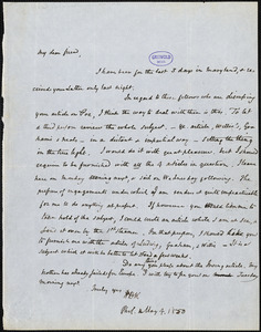 Horace Binney Wallace, Philadelphia, PA., autograph letter signed to [R. W. Griswold], 4 May 1850