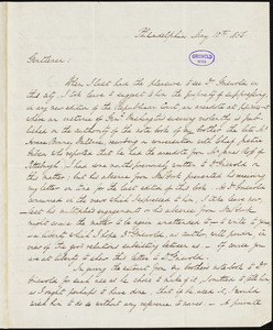 John William Wallace, Philadelphia, PA., autograph letter signed to D. Appleton & Co., 10 May 1856