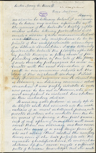 Reuben Hyde Walworth, Saratoga Springs, (NY), autograph letter signed to Mary Elizabeth (Moore) Hewitt, 17 September 1850