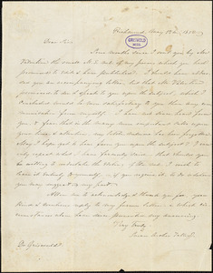 Susan Archer (Talley) Weiss, Richmond, VA., autograph letter signed to R. W. Griswold, 17 May 1852