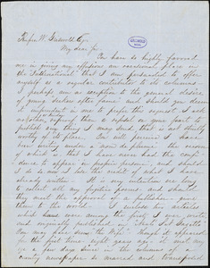 Henry Carner Wetmore, Fishkill Landing, (NY), autograph letter signed to R. W. Griswold, 9 September 1851