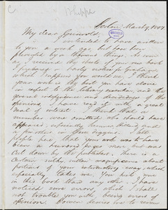 Edwin Percy Whipple, Boston, MA., autograph letter signed to R. W. Griswold, 9 March 1847